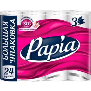 Туалетная бумага Papia 3 слоя 24 рулона
